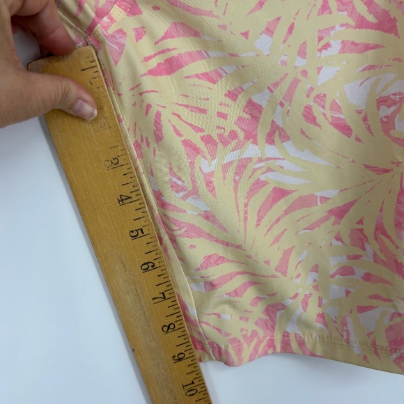 Hurley Mens Size 38 Swim Trunks Hybrid Shorts Yellow Pink Tropical Leaf Print 9" - Picture 8 of 8